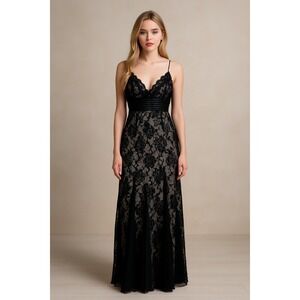 Vintage Cache Whimsigoth Maxi Slip Dress Prom Size 4 Floral Lace Fairy Grunge